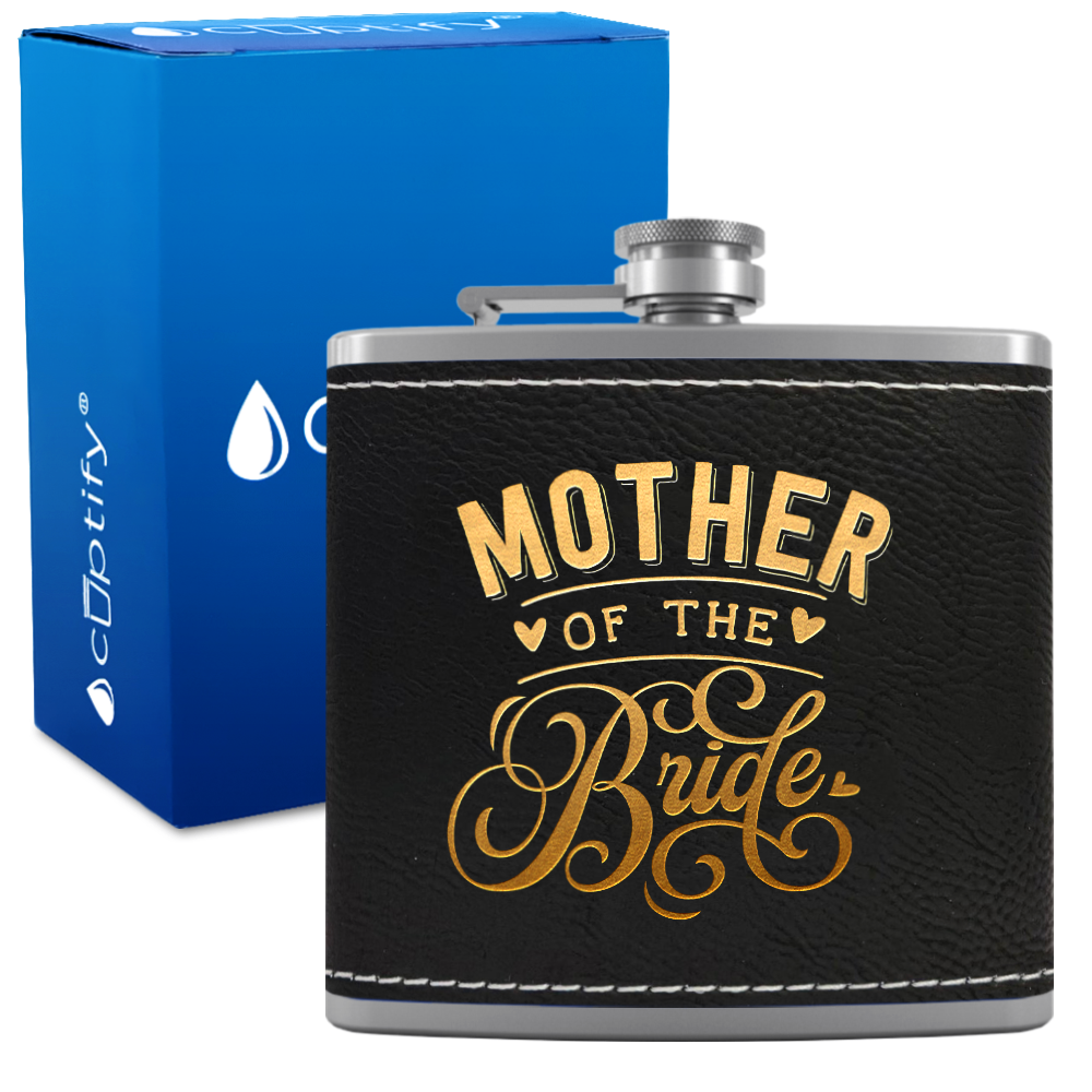 Mother of the Bride 6 oz Stainless Steel Leather Hip Flask