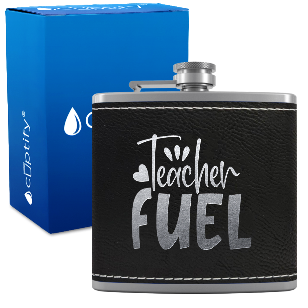 Teacher Fuel 6oz Stainless Steel Leather Hip Flask