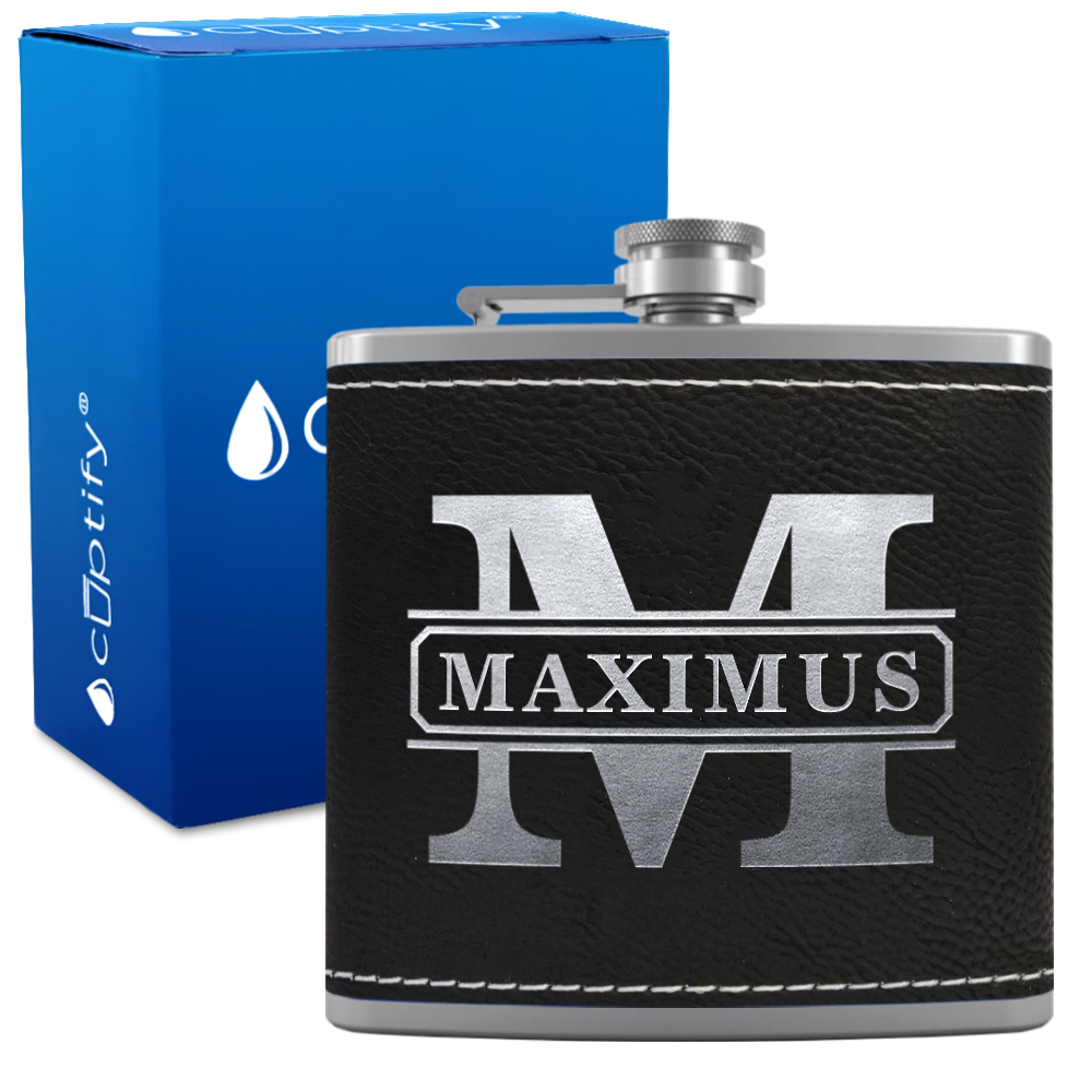 Personalized Vintage Block 6oz Hip Flask