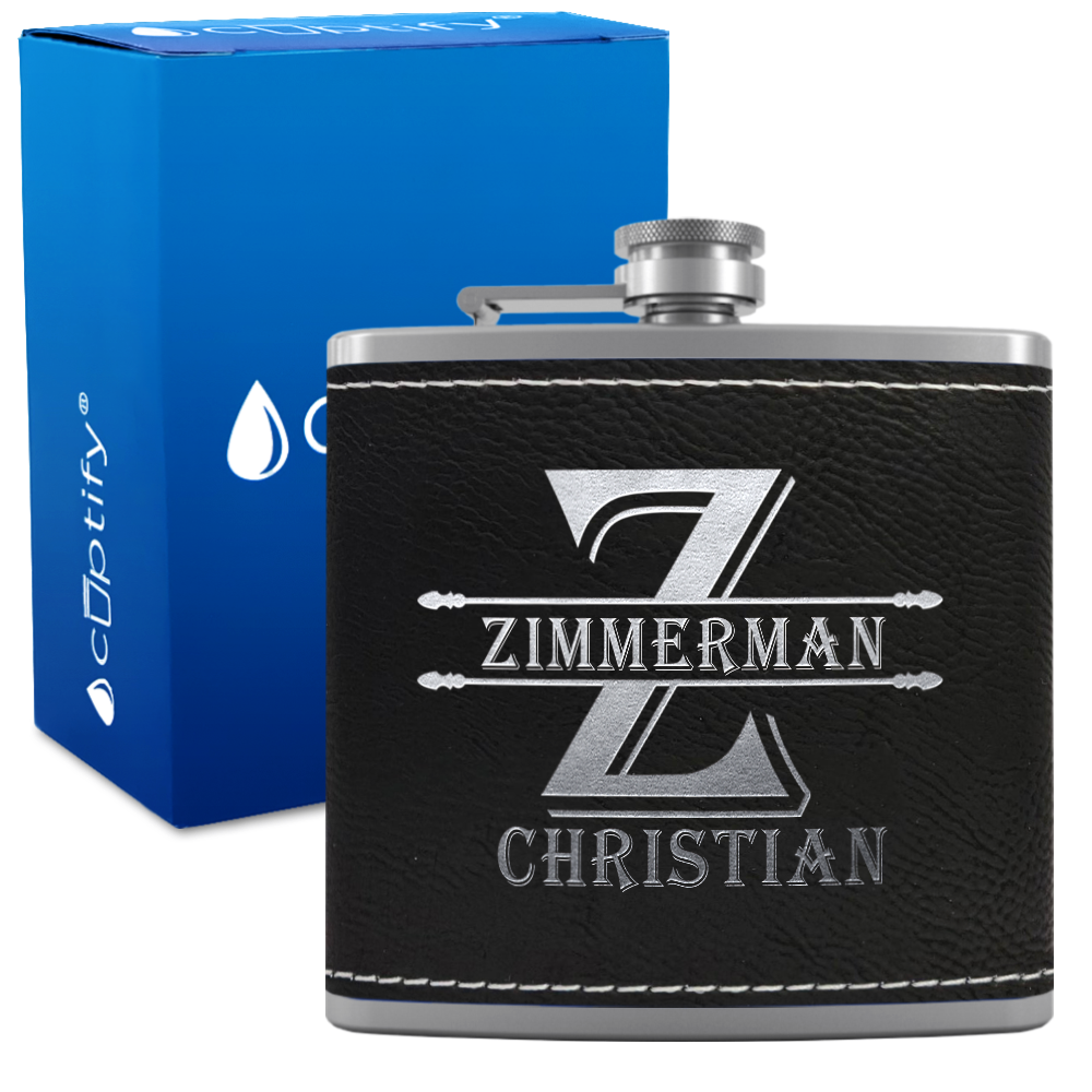 Personalized Initial Block 6oz Hip Flask