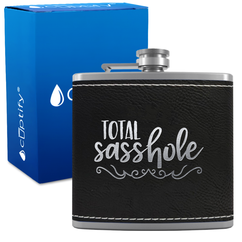 Total Sasshole 6 oz Stainless Steel Leather Hip Flask