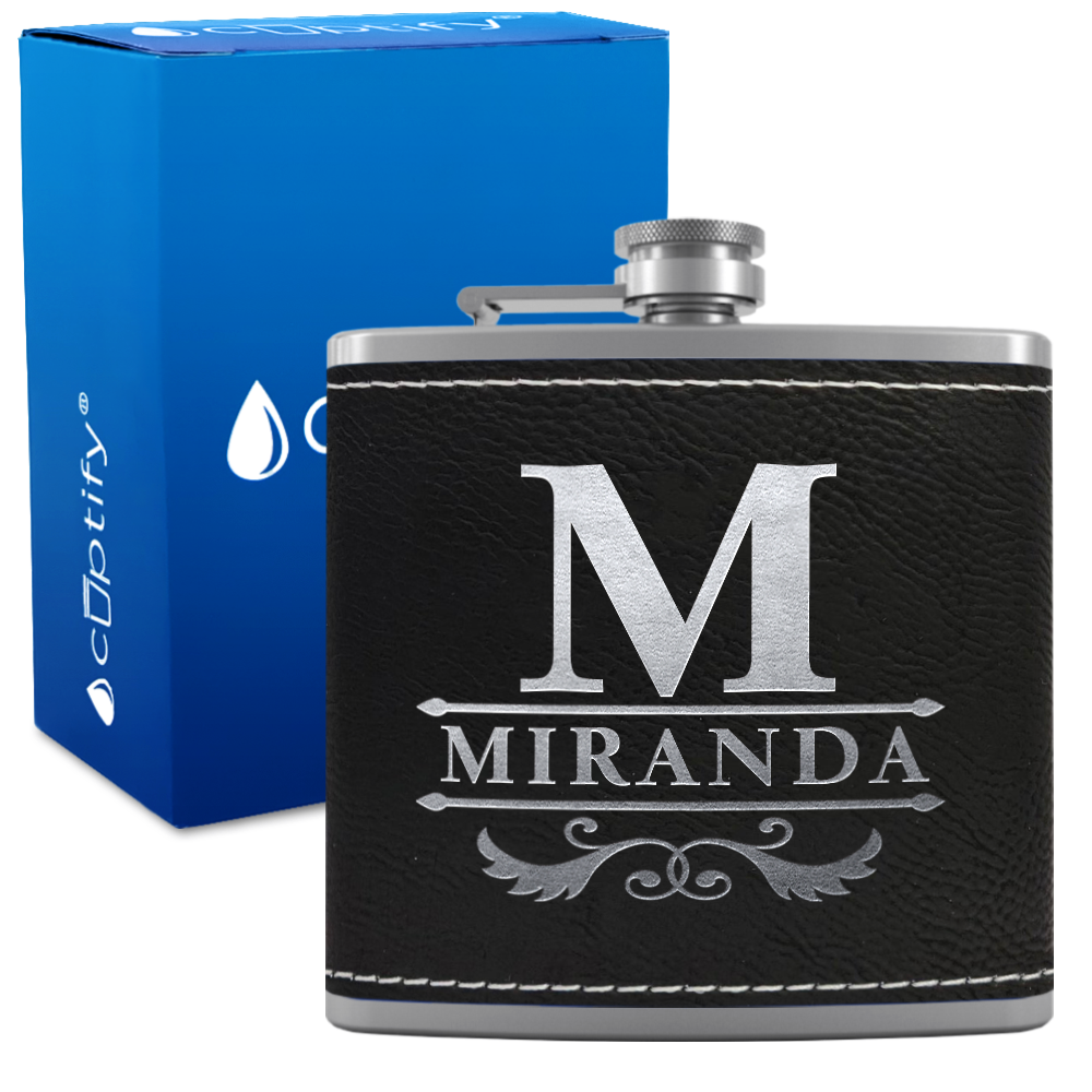 Personalized Initial Style 6oz Hip Flask