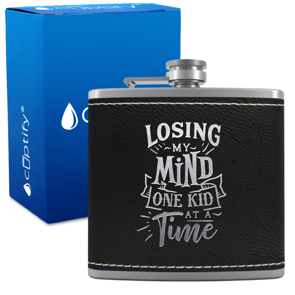 Losing My Mind 6 oz Stainless Steel Leather Hip Flask
