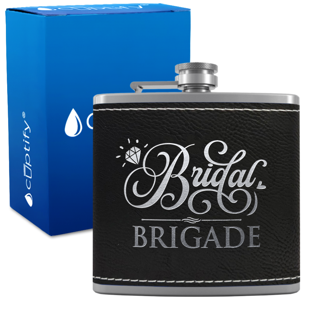 Bridal Brigade 6 oz Stainless Steel Leather Hip Flask
