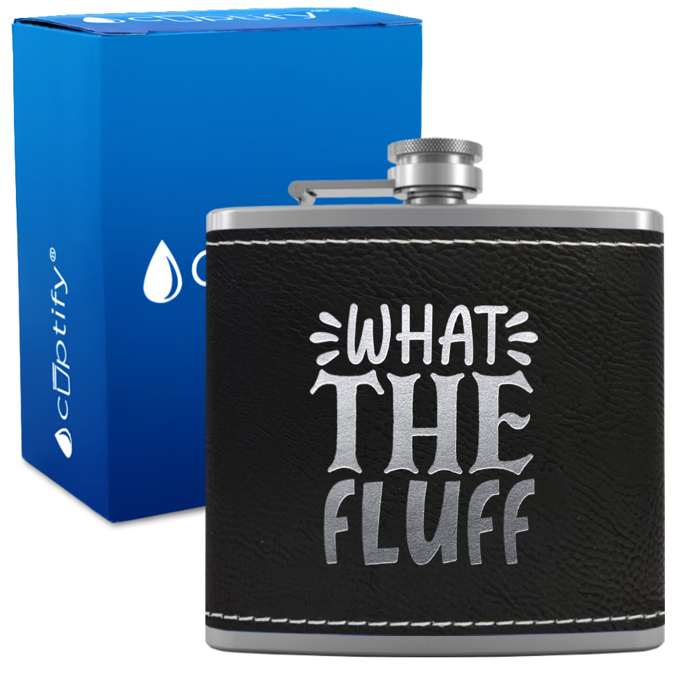 What The Fluff 6oz Stainless Steel Leather Hip Flask