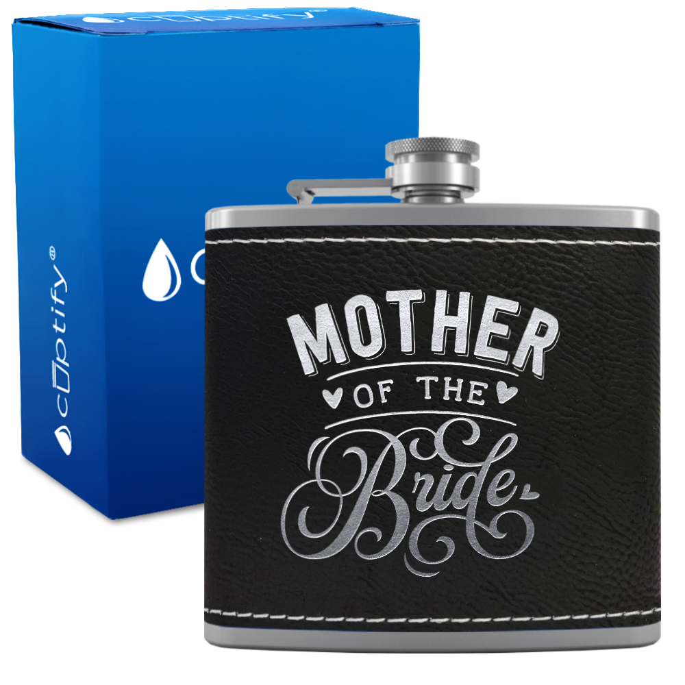 Mother of the Bride 6 oz Stainless Steel Leather Hip Flask