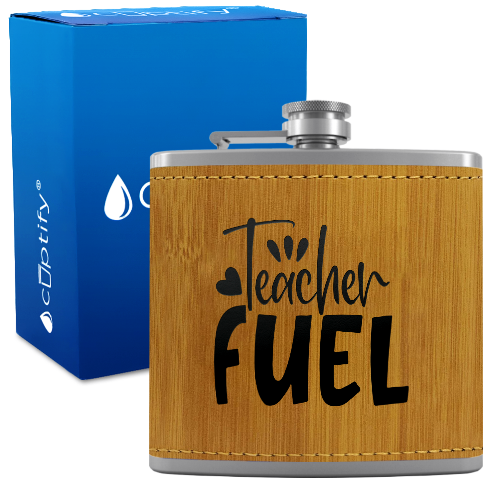 Teacher Fuel 6oz Stainless Steel Leather Hip Flask