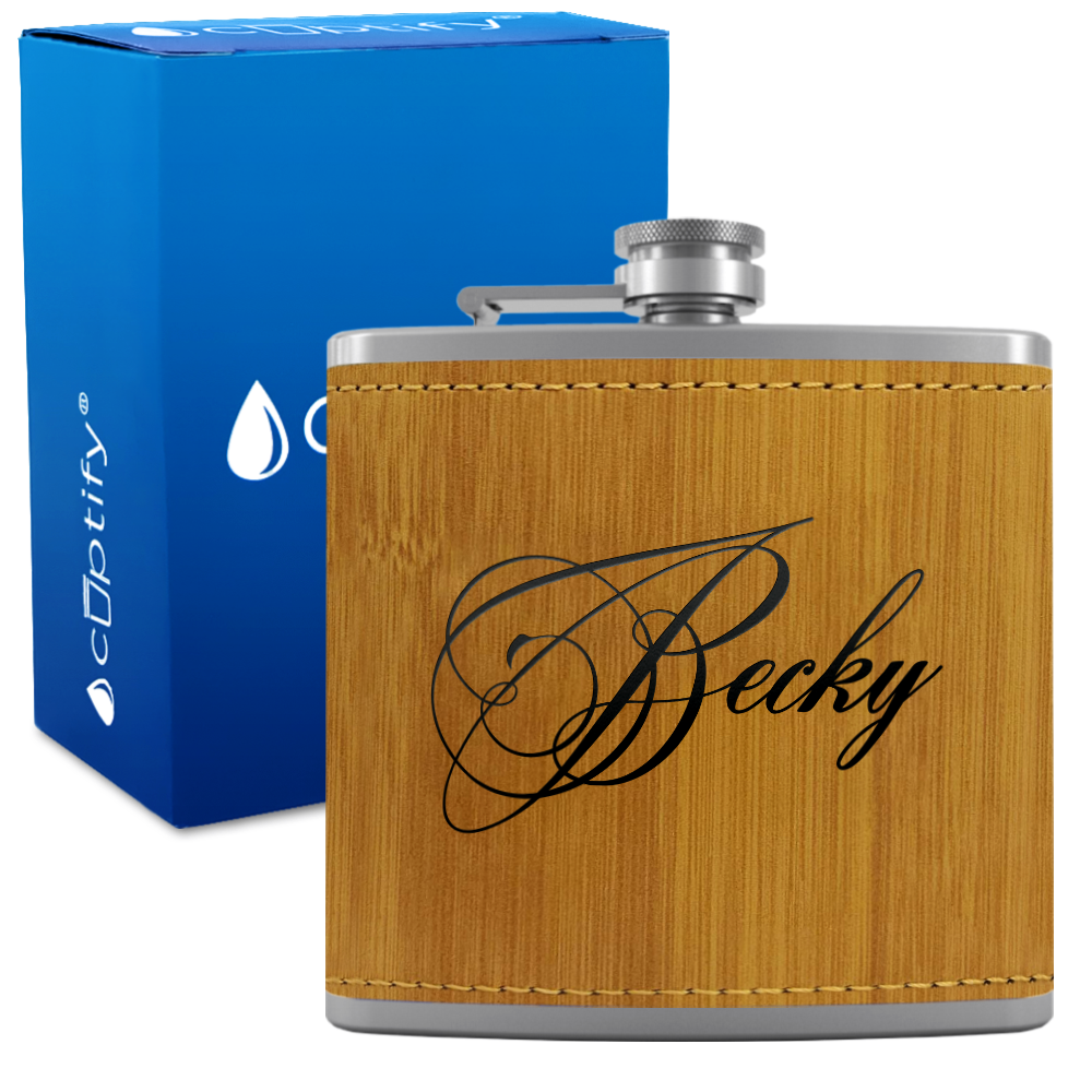 Personalized Decorative Script 6oz Hip Flask