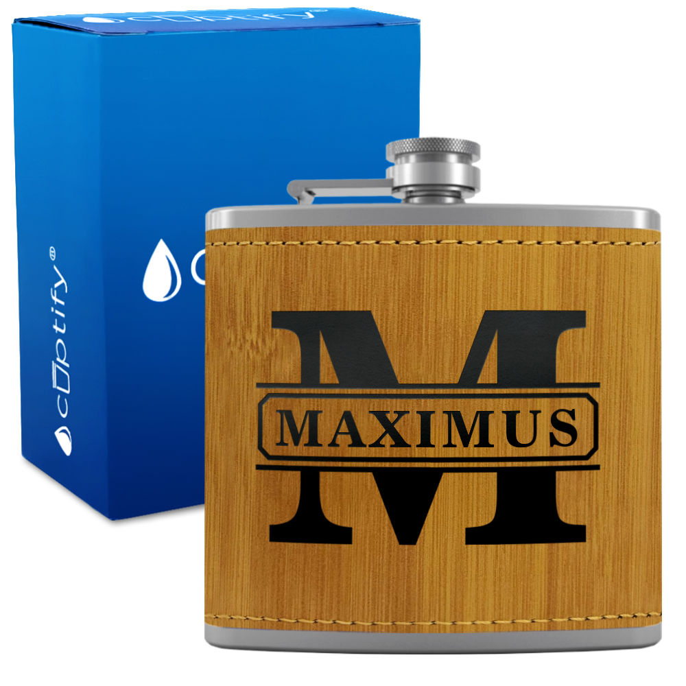 Personalized Vintage Block 6oz Hip Flask