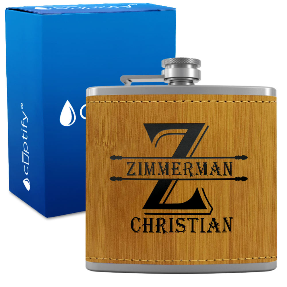 Personalized Initial Block 6oz Hip Flask