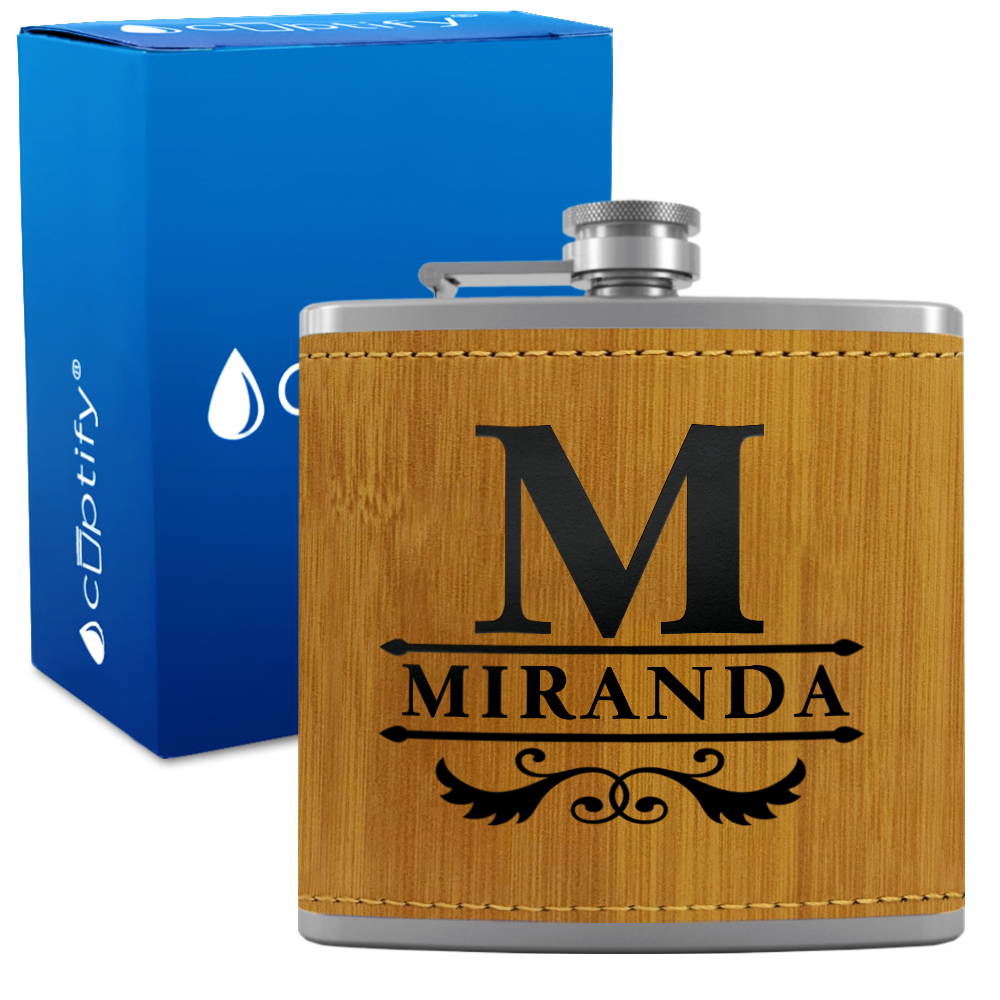 Personalized Initial Style 6oz Hip Flask