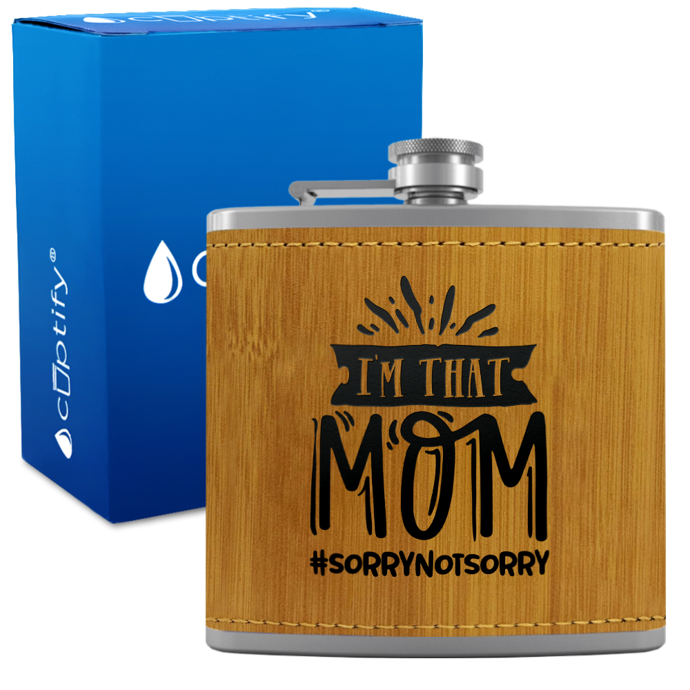 I'm That Mom 6 oz Stainless Steel Leather Hip Flask