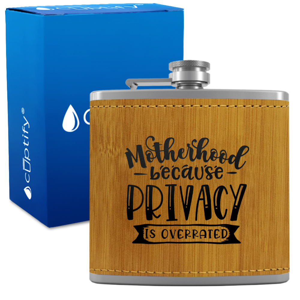Motherhood 6 oz Stainless Steel Leather Hip Flask