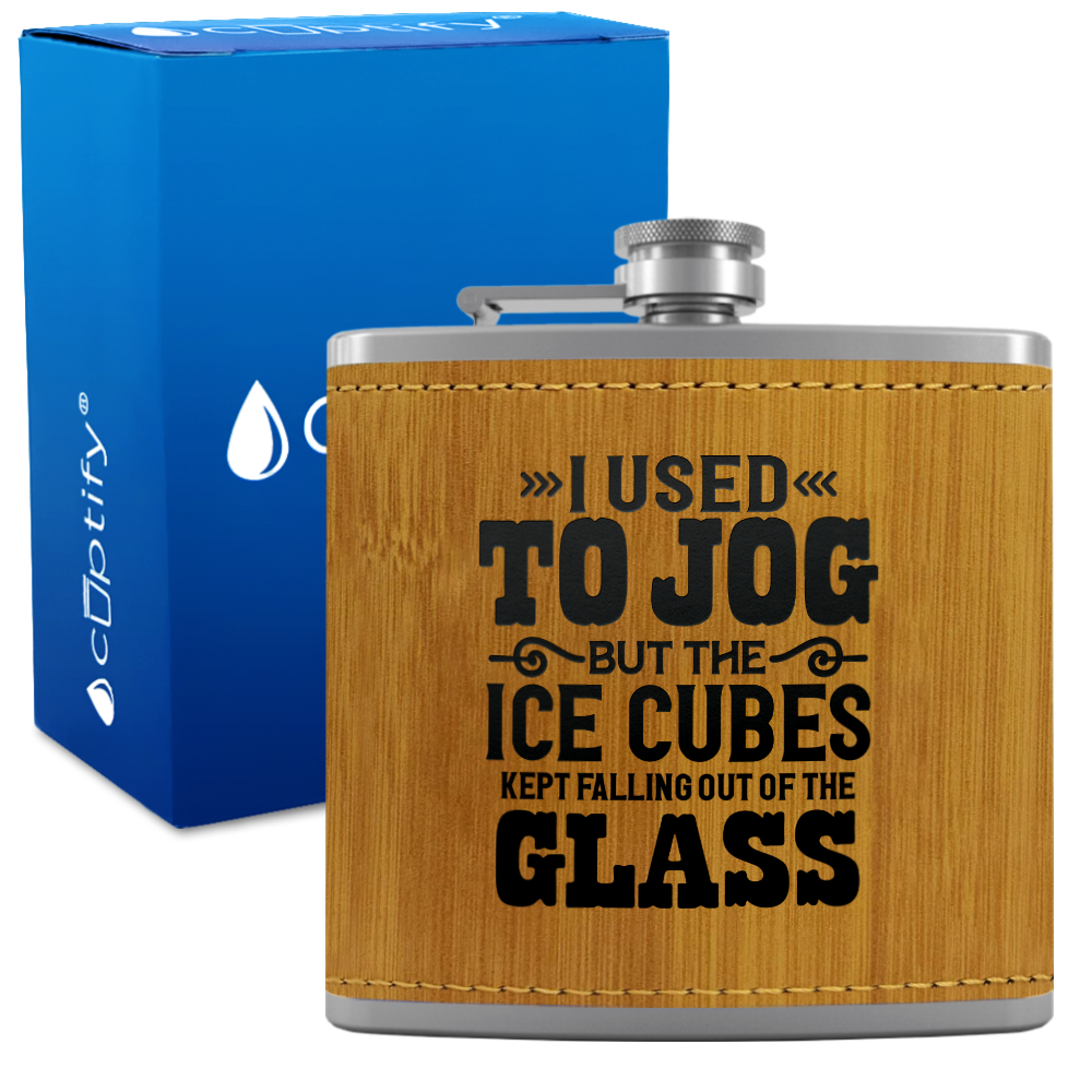 I Used To Jog 6 oz Stainless Steel Leather Hip Flask