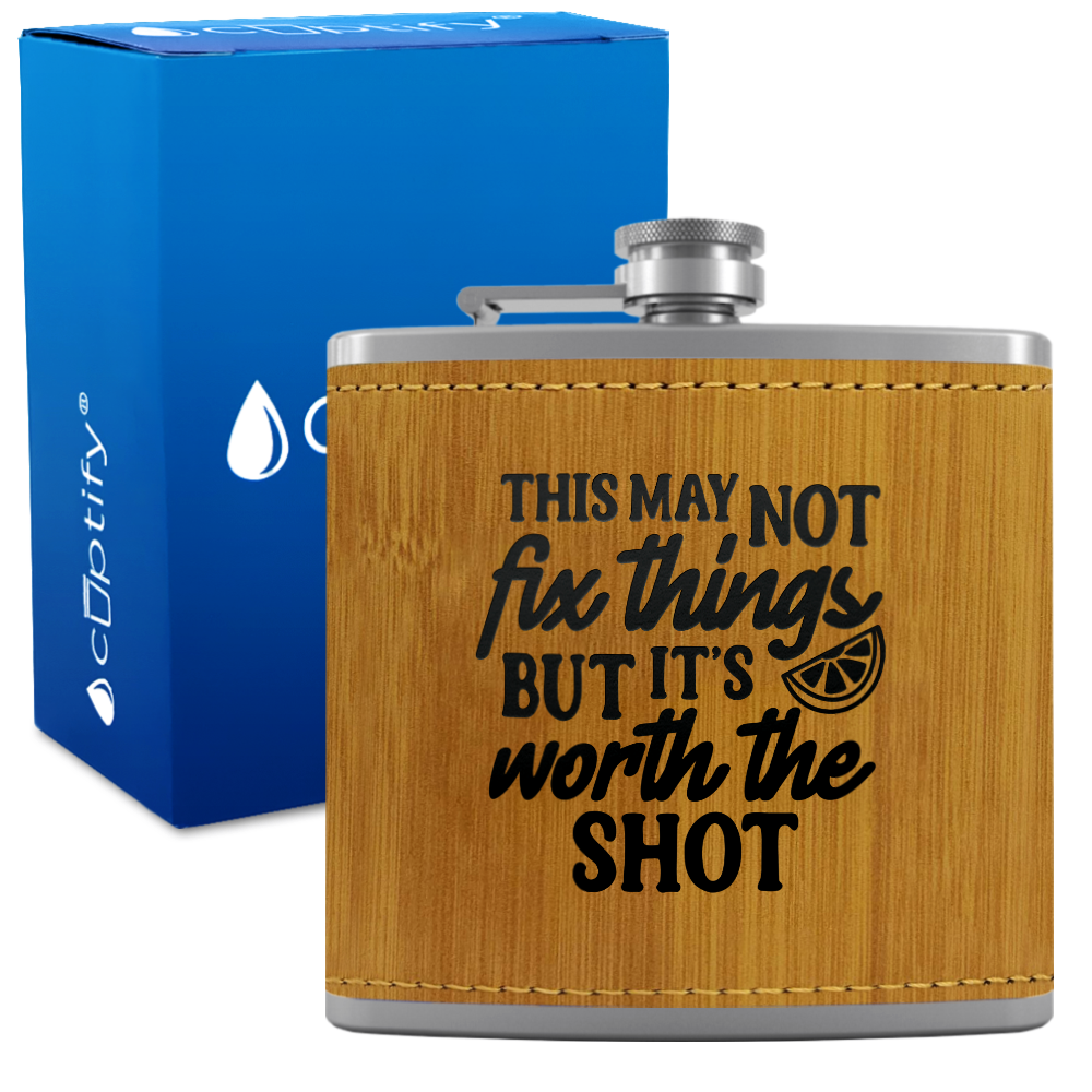 This May Not Fix Things 6 oz Stainless Steel Leather Hip Flask