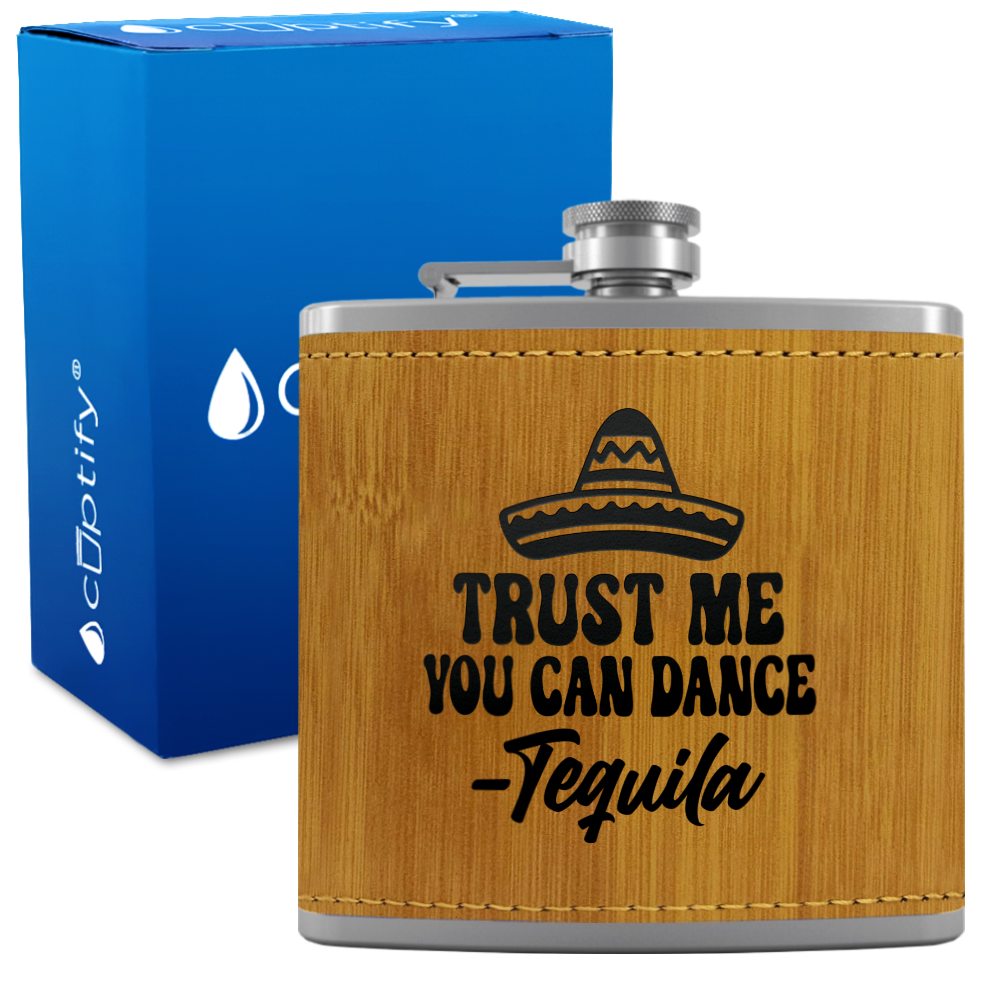 Trust Me You Can Dance 6 oz Stainless Steel Leather Hip Flask