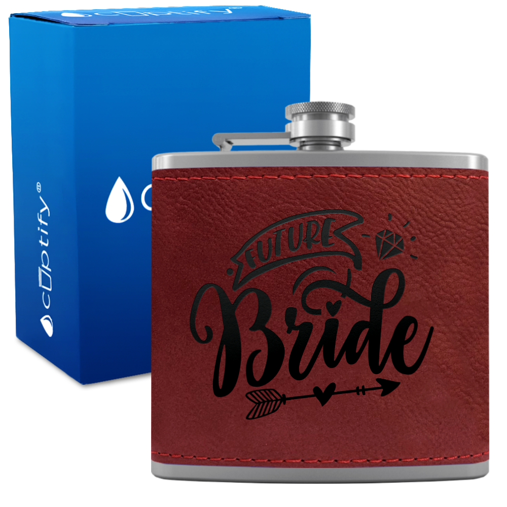 Future Bride 6 oz Stainless Steel Leather Hip Flask