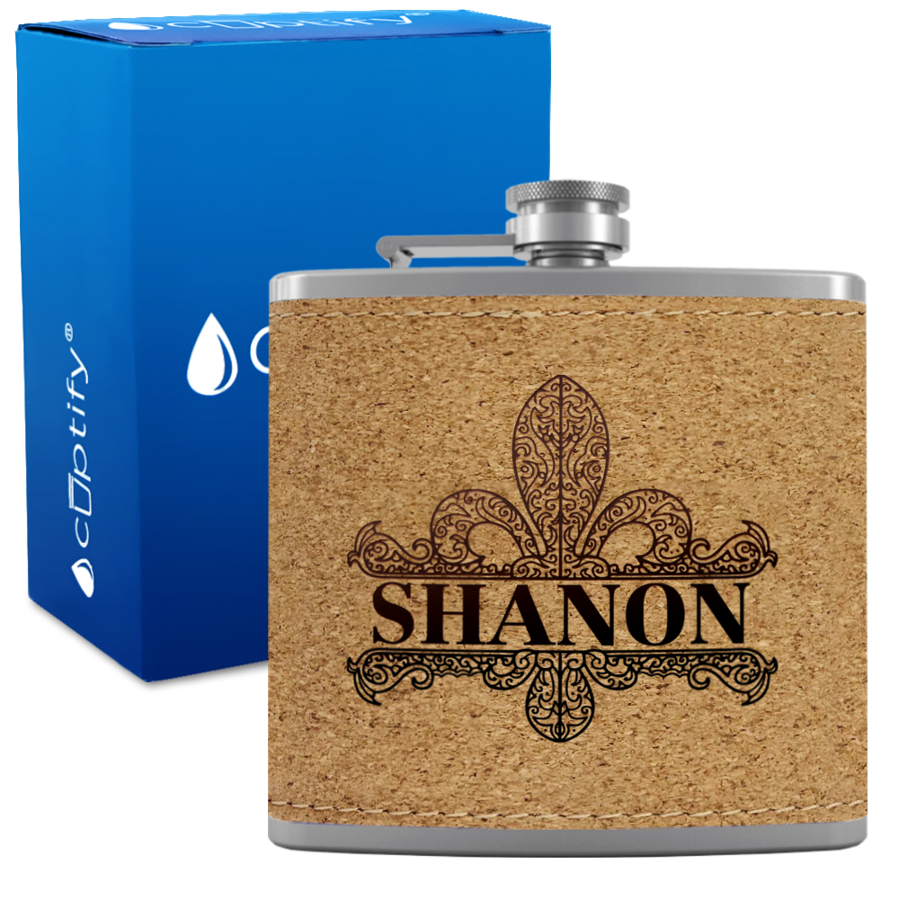 Personalized Fleur de Lis 6oz Hip Flask