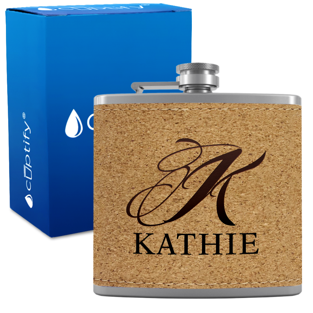 Personalized Script Initial and Name 6oz Hip Flask