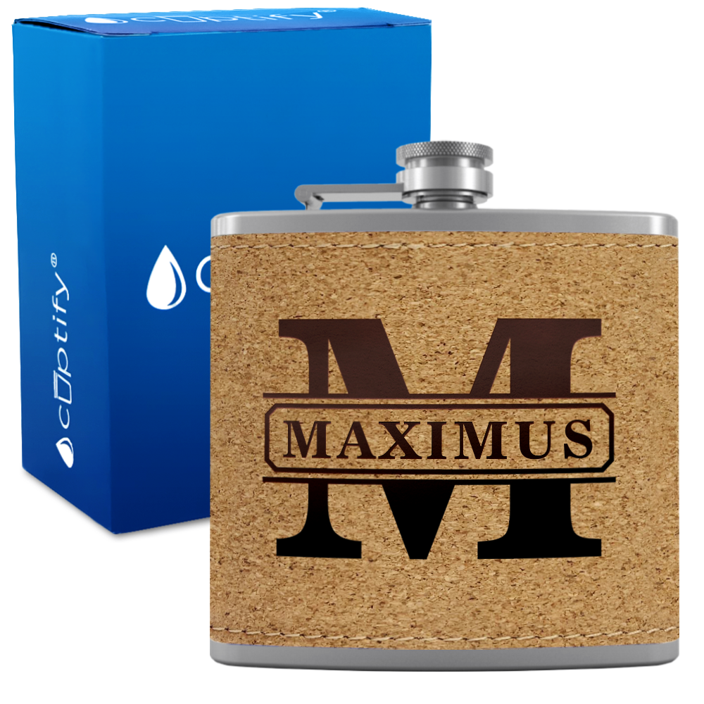 Personalized Vintage Block 6oz Hip Flask