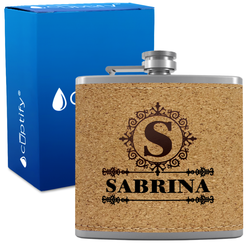 Personalized Ultramodern Initial and Name 6oz Hip Flask