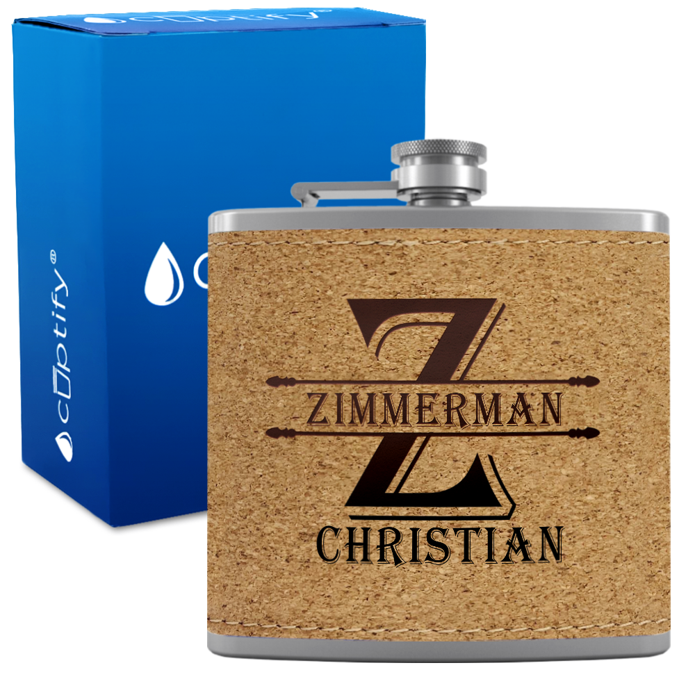 Personalized Initial Block 6oz Hip Flask