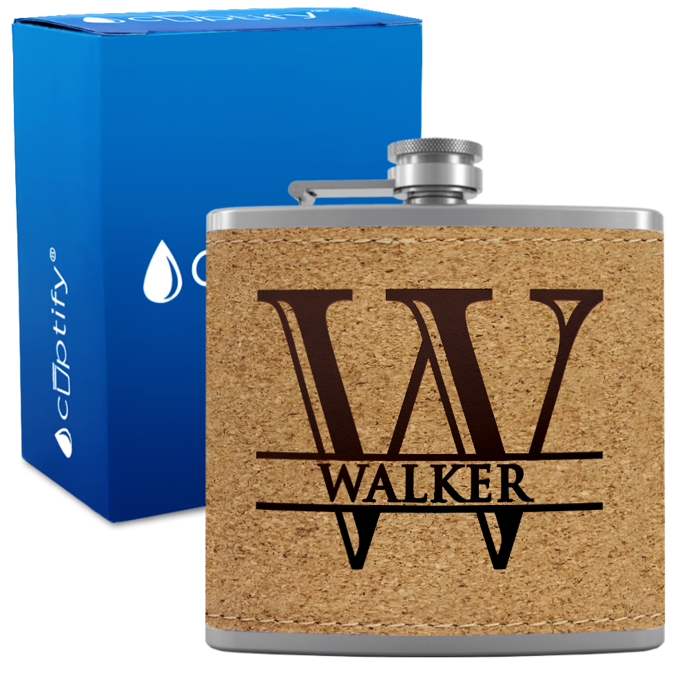 Personalized Split Script 6oz Hip Flask