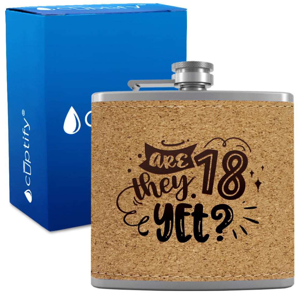 Are They 18 Yet 6 oz Stainless Steel Leather Hip Flask