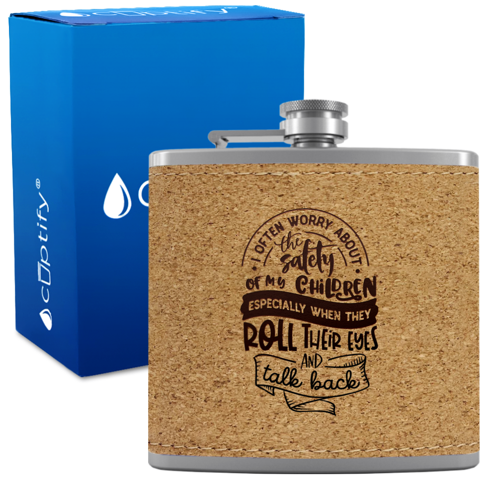 I Often Worry About The Safety 6 oz Stainless Steel Leather Hip Flask