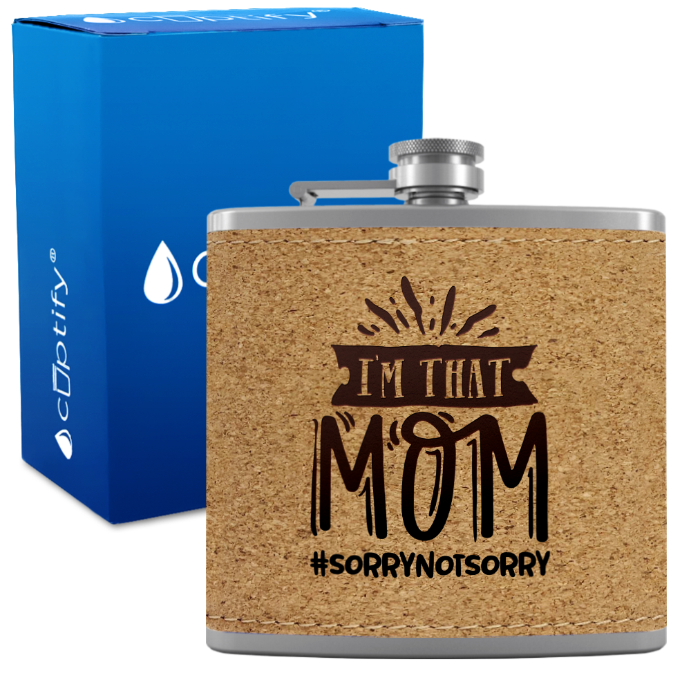 I'm That Mom 6 oz Stainless Steel Leather Hip Flask