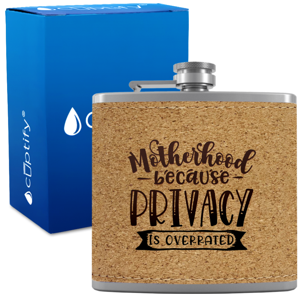 Motherhood 6 oz Stainless Steel Leather Hip Flask