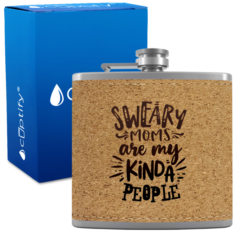 Sweary Moms 6 oz Stainless Steel Leather Hip Flask