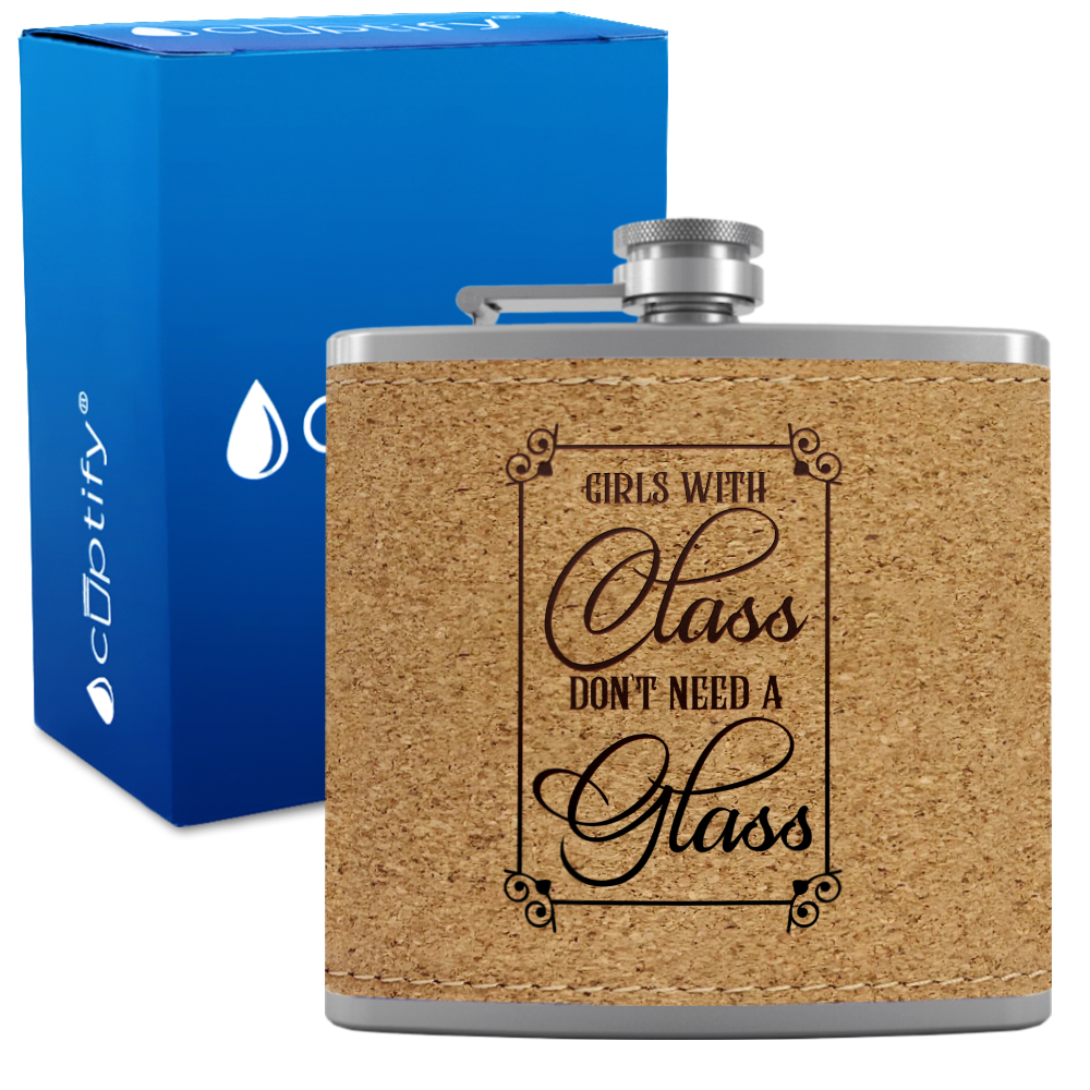 Girls With Class 6 oz Stainless Steel Leather Hip Flask