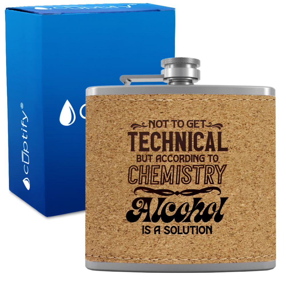 Not To Get Technical 6 oz Stainless Steel Leather Hip Flask