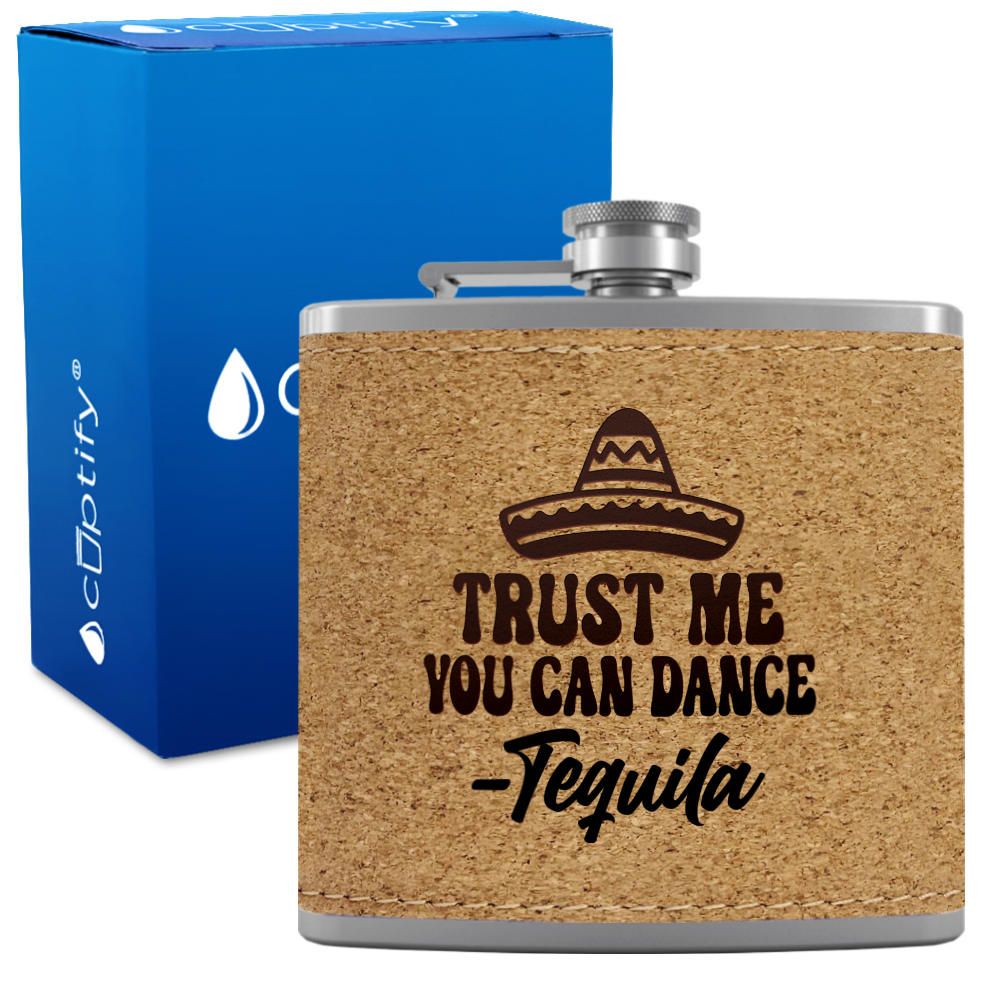 Trust Me You Can Dance 6 oz Stainless Steel Leather Hip Flask