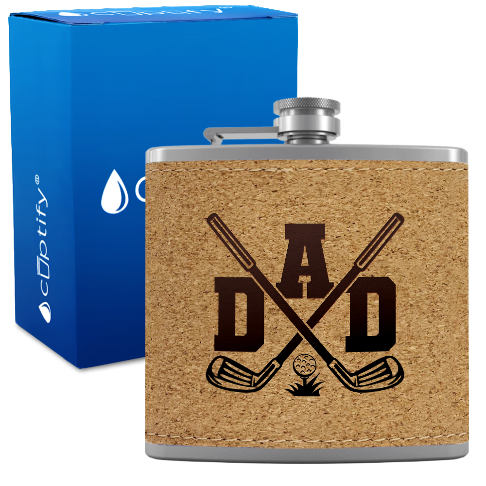 Golf Dad 6oz Stainless Steel Leather Hip Flask