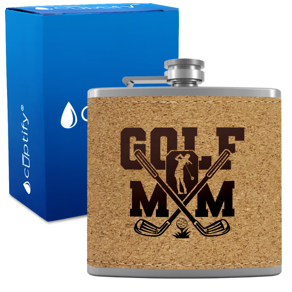 Golf Mom 6oz Stainless Steel Leather Hip Flask