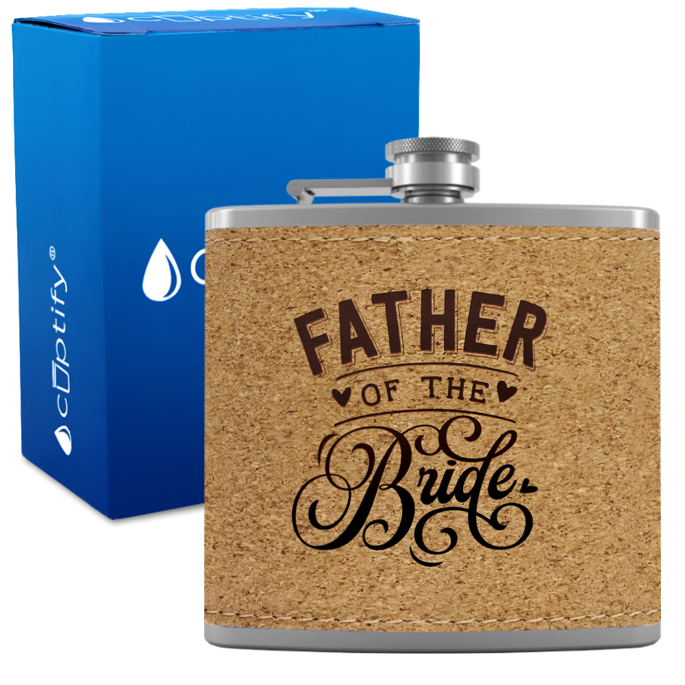 Father of the Bride 6 oz Stainless Steel Leather Hip Flask