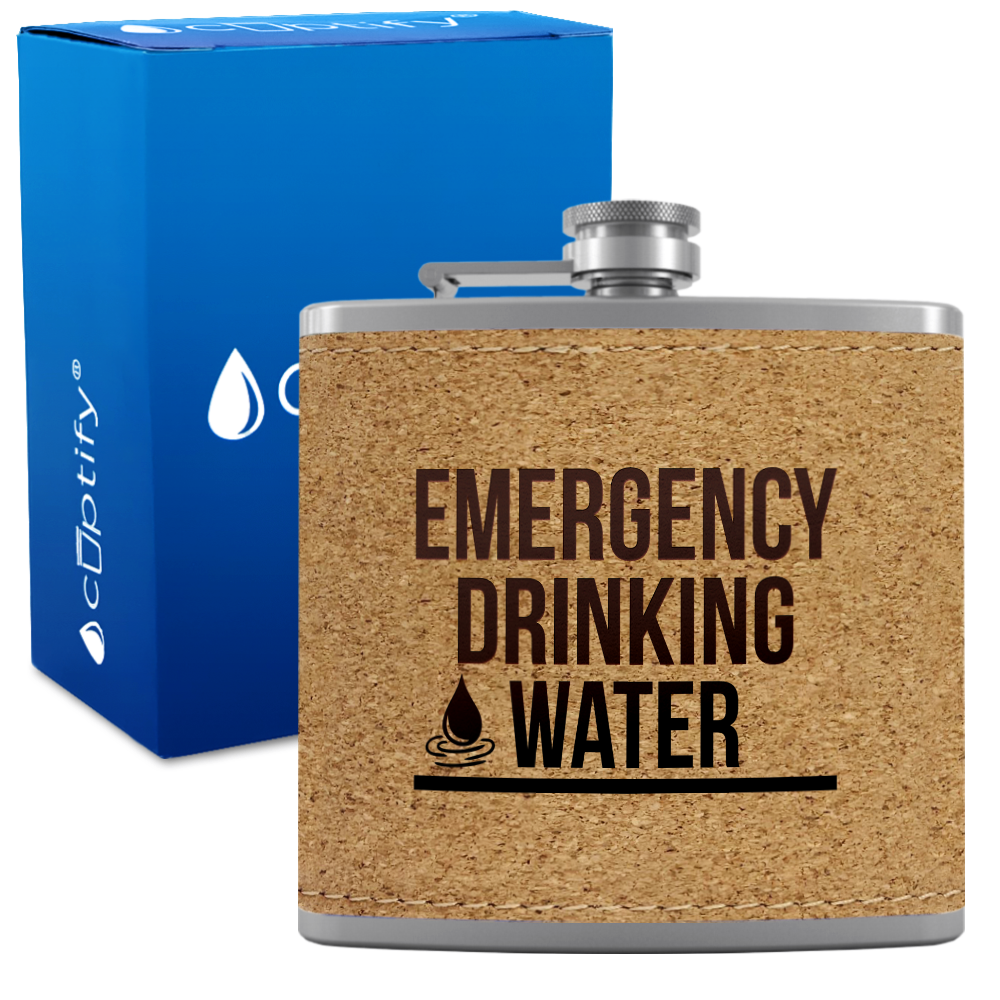 Emergency Drinking Water 6 oz Stainless Steel Leather Hip Flask
