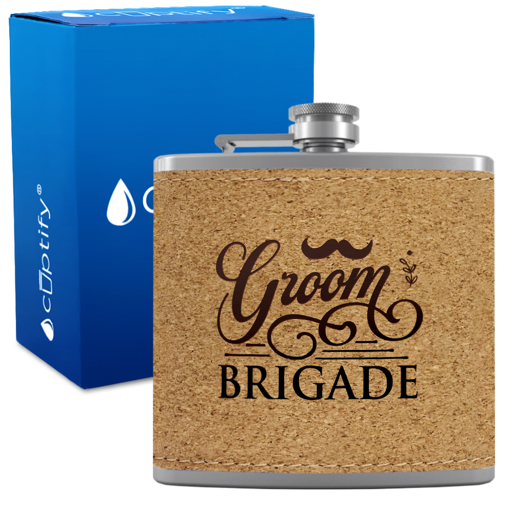 Groom Brigade 6 oz Stainless Steel Leather Hip Flask