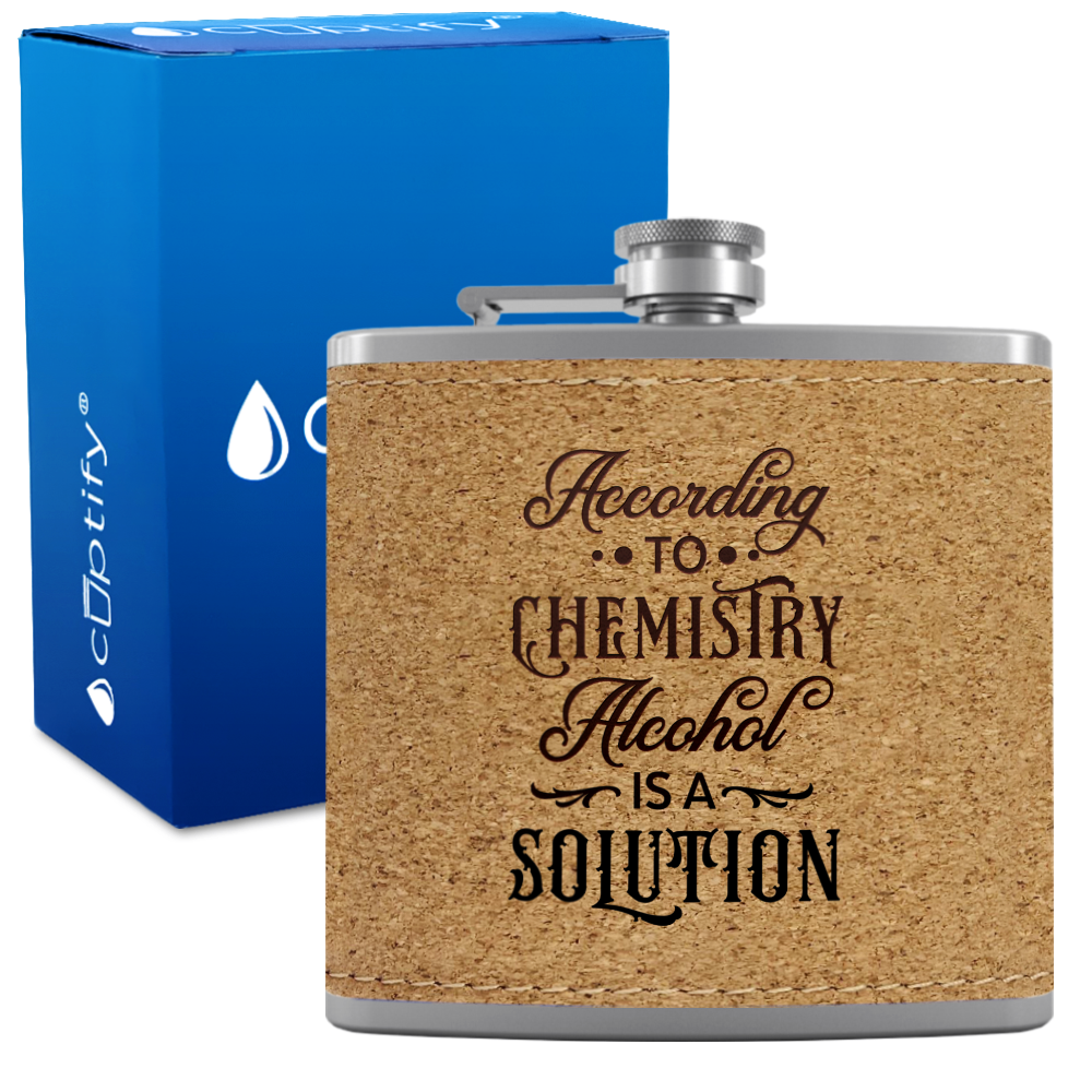 According To Chemistry 6 oz Stainless Steel Leather Hip Flask