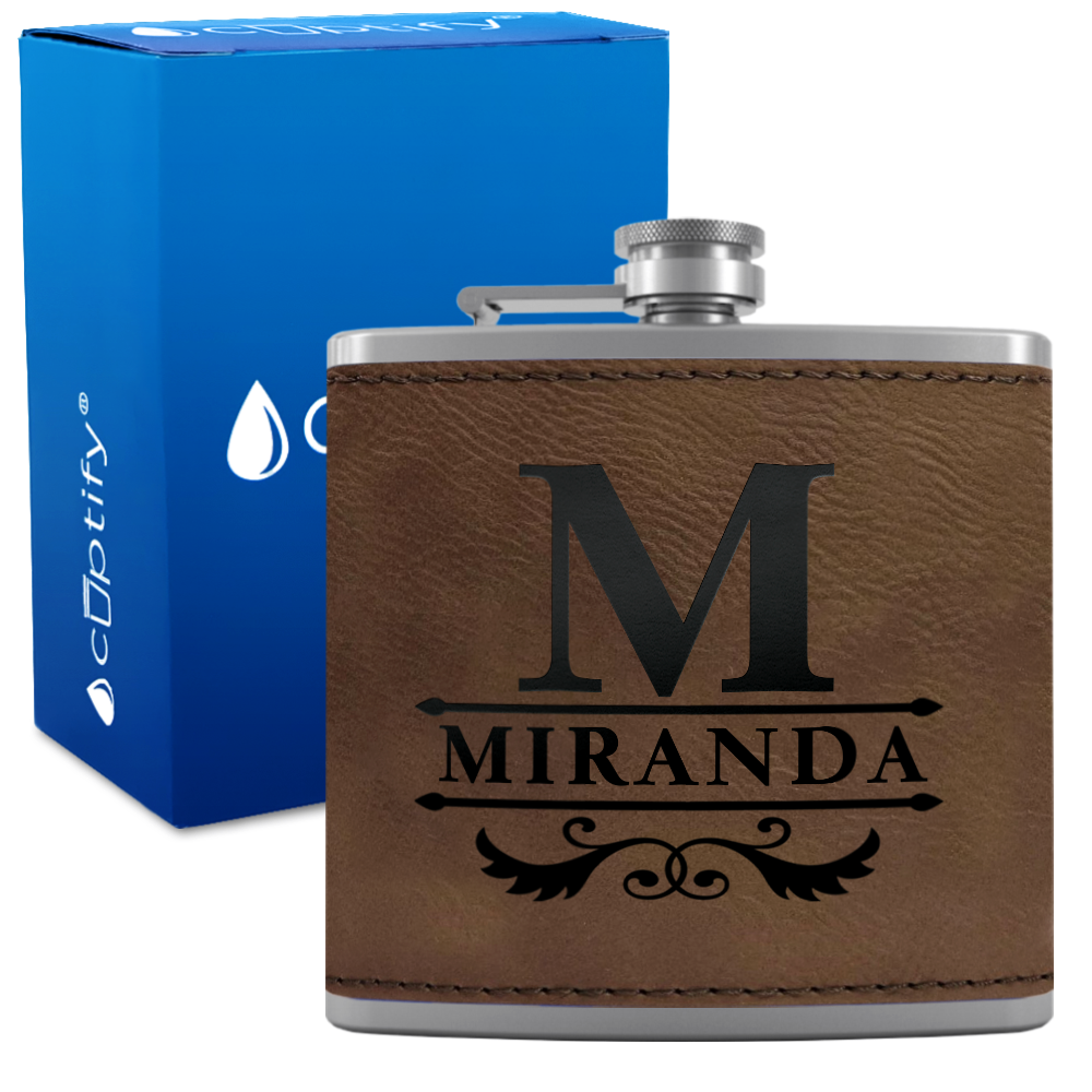 Personalized Initial Style 6oz Hip Flask