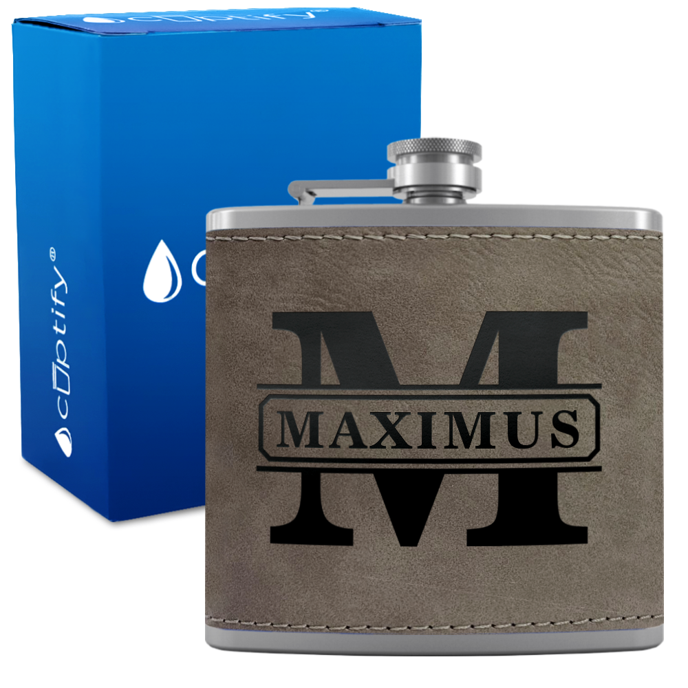 Personalized Vintage Block 6oz Hip Flask