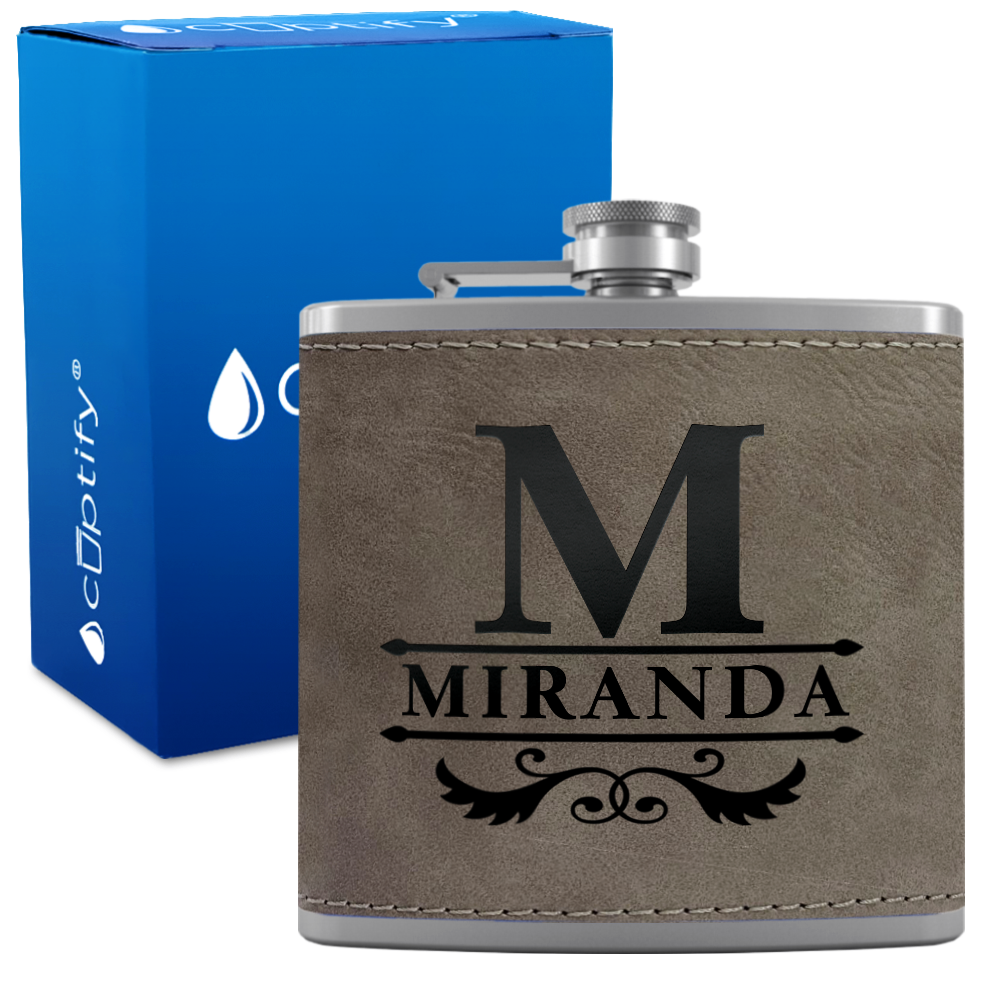 Personalized Initial Style 6oz Hip Flask
