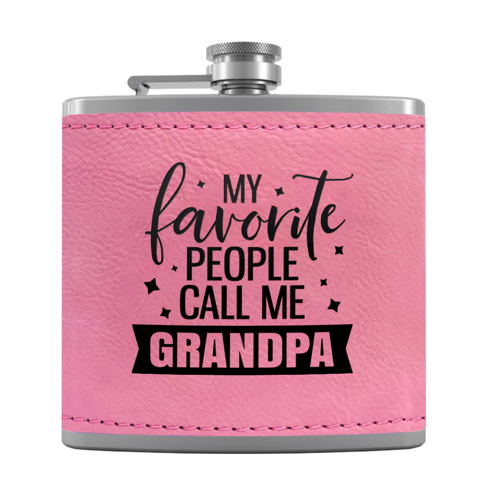 Favorite People Grandpa 6 oz Stainless Steel Leather Hip Flask