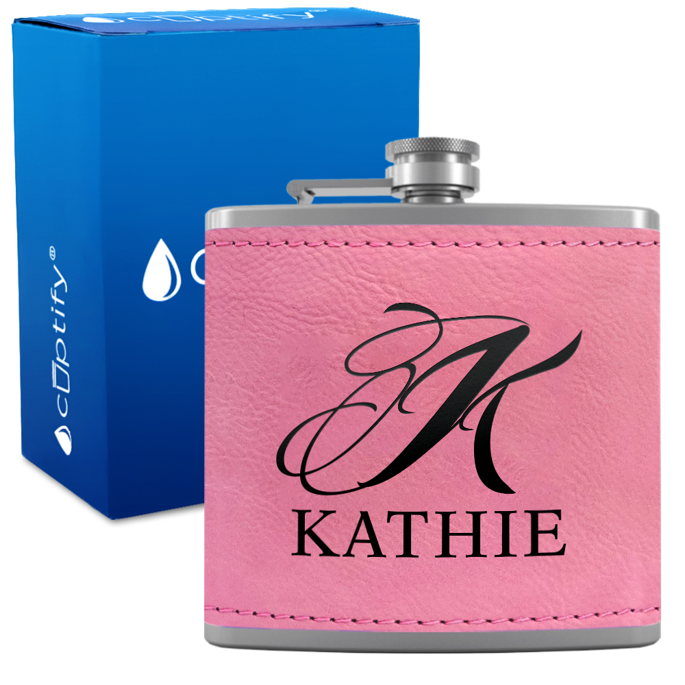 Personalized Script Initial and Name 6oz Hip Flask