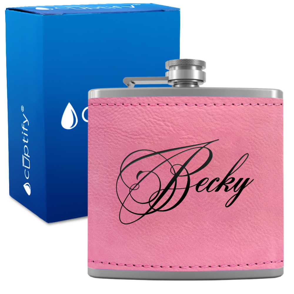 Personalized Decorative Script 6oz Hip Flask