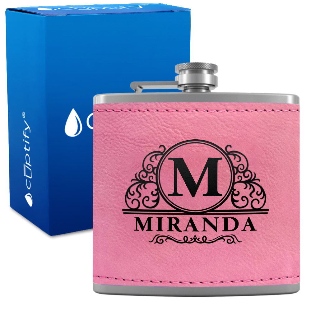 Personalized Elaborate Circle 6oz Hip Flask