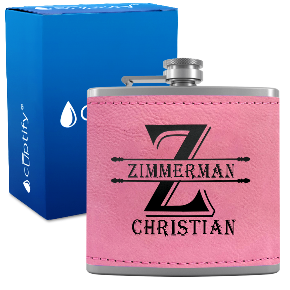 Personalized Initial Block 6oz Hip Flask