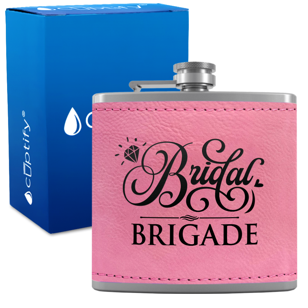 Bridal Brigade 6 oz Stainless Steel Leather Hip Flask